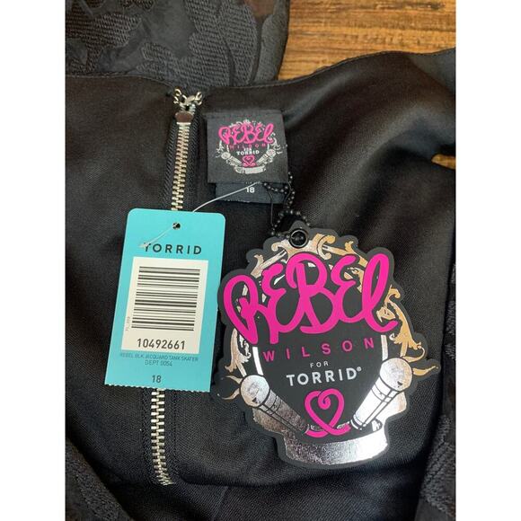 REBEL WILSON BY TORRID Women’s Black Jacquard Tank Skater Dress / Size: 18 - Picture 3 of 10